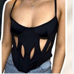 PrettyLittleThing Black Cutout Bodysuit